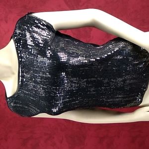 Loft black sequined sleeveless petite top